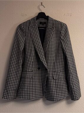 J. Crew Black and White Checked Tailored Blazer